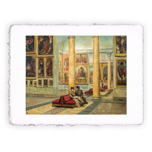 Stampa di Angelo Ripamonti - Interno della Pinacoteca di Brera - 1880-1890