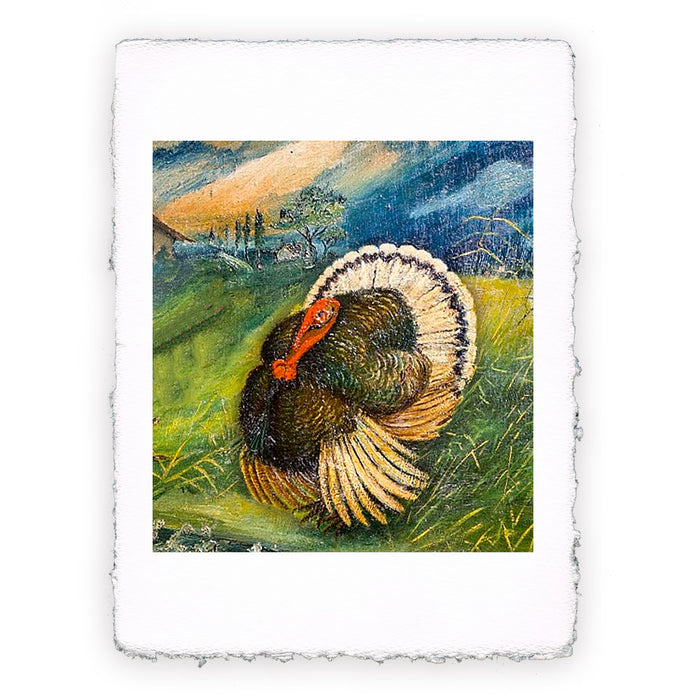Print inspired by the work of Antonio Ligabue The turkey