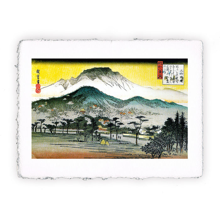 Stampa di Utogawa Hiroshige - La campana serale del tempio di Mii