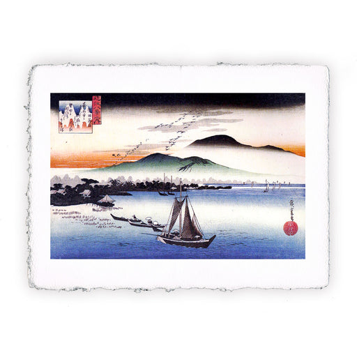Stampa di Utogawa Hiroshige - Le oche selvatiche che tornano a casa a Katata