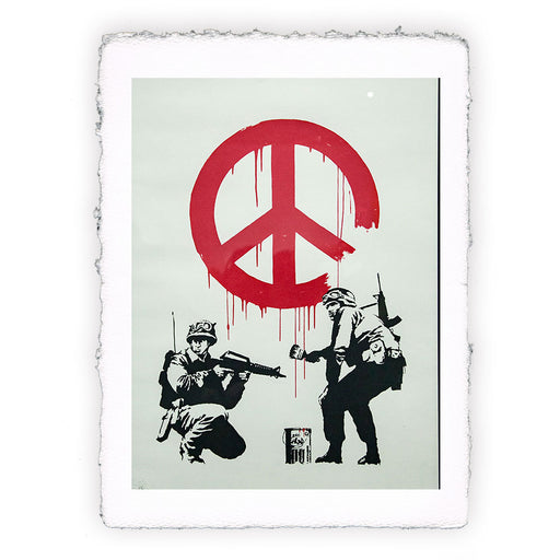 Stampa di Banksy - Soldiers Painting CND Sign