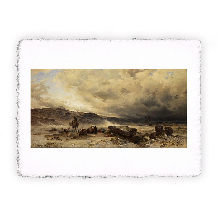 Stampa di Hermann Corrodi - Carovana in una tempesta di sabbia